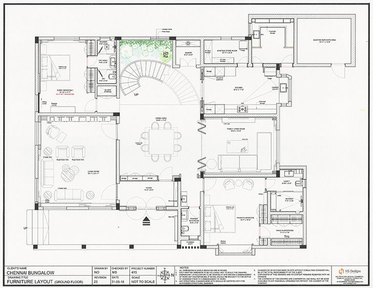 groundfloor plan Chennai residence HSDesiigns indiaartndesign